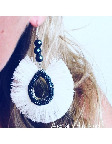 Χειροποίητο κόσμημα σκουλαρίκια boho σε 4 αποχρώσεις με πέτρες Μαρκασίτη και ημιπολύτιμες πέτρες Αιματίτη Sheila