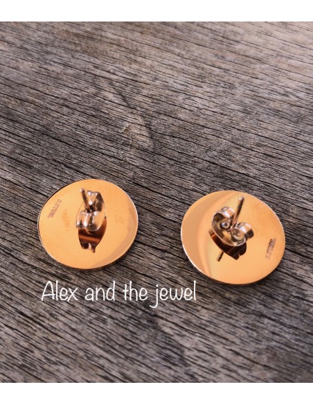 Κόσμημα σκουλαρίκια δίσκοι από  ατσάλι σε ροζ χρυσό Mirka