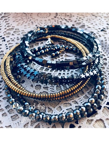 Χειροποίητο κολιέ choker από ημιπολύτιμες πέτρες Αιματίτη Stardust