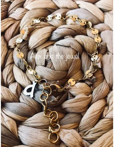 Χειροποίητο κόσμημα βραχιόλι αλυσίδα από ατσάλι επίχρυση με αυξομείωση Eveline