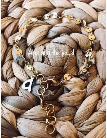 Χειροποίητο κόσμημα βραχιόλι αλυσίδα από ατσάλι επίχρυση με αυξομείωση Eveline