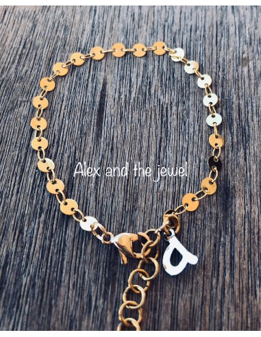 Χειροποίητο κόσμημα βραχιόλι αλυσίδα από ατσάλι επίχρυση με αυξομείωση Eveline