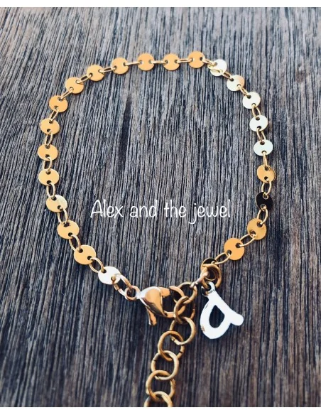 Χειροποίητο κόσμημα βραχιόλι αλυσίδα από ατσάλι επίχρυση με αυξομείωση Eveline