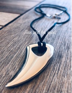 Χειροποίητο κόσμημα κολιέ unisex με στοιχείο πέταλο από ατσάλι Romulus 2