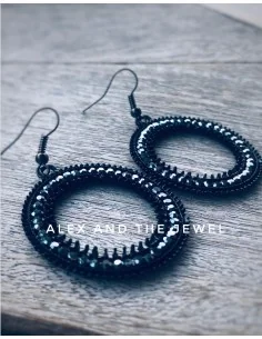 Κόσμημα σκουλαρίκια με μαύρο κυκλικό στοιχείο με στρας Aurelia 2