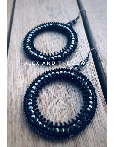 Κόσμημα σκουλαρίκια με μαύρο κυκλικό στοιχείο με στρας Aurelia