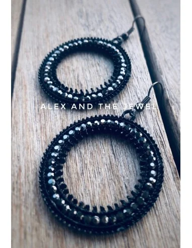 Κόσμημα σκουλαρίκια με μαύρο κυκλικό στοιχείο με στρας Aurelia