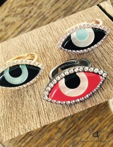 Χειροποίητο γυναικείο επίχρυσο δαχτυλίδι μάτι με ζιργκόν σε 3 αποχρώσεις The Eye