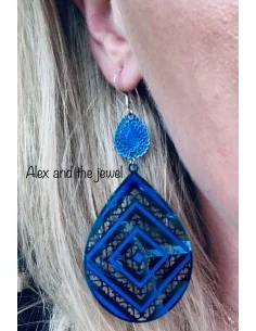 Κόσμημα σκουλαρίκια σε μπλε από ατσάλι σε οβάλ σχήμα με... 2