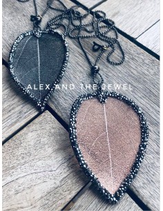 Χειροποίητο κόσμημα κολιέ από φυσικό φύλλο Leaves