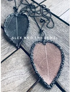 Χειροποίητο κόσμημα κολιέ από φυσικό φύλλο Leaves