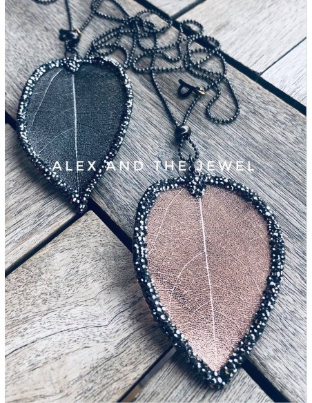 Χειροποίητο κόσμημα κολιέ από φυσικό φύλλο Leaves