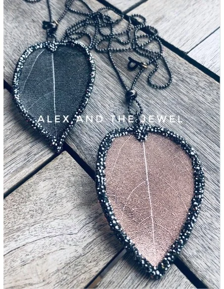 Χειροποίητο κόσμημα κολιέ από φυσικό φύλλο Leaves