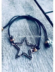 Χειροποίητο βραχιόλι με διάτρητο στοιχείο αστέρι με μαύρα... 2