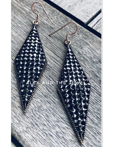 Κόσμημα σκουλαρίκια σε σχήμα ρόμβου με καρφωτά ζιργκόν σε πλέγμα Arline