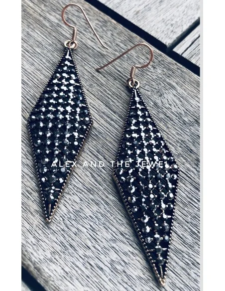 Κόσμημα σκουλαρίκια σε σχήμα ρόμβου με καρφωτά ζιργκόν σε πλέγμα Arline