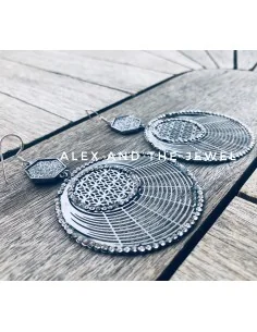 Σκουλαρίκια με στοιχείο από ατσάλι, κρύσταλλα pave και... 2