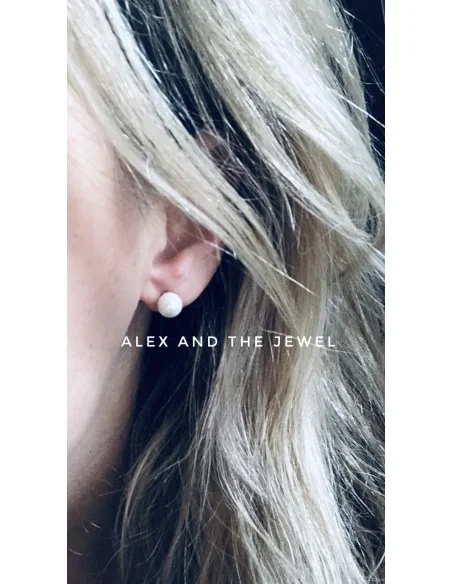 Κόσμημα σκουλαρίκια με λευκές πέρλες σε βάση και κούμπωμα καρφί από ασήμι 925 My little pearl