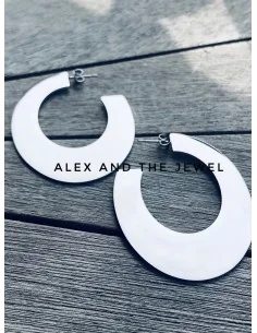 Σκουλαρίκια σε σχέδιο κρίκου πλακέ από ατσάλι σε ασημί χρώμα Nantes
