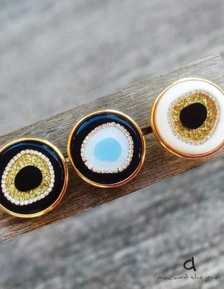 Χειροποίητο επίχρυσο statement δαχτυλίδι μάτι Gilda