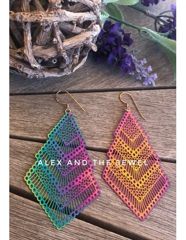 Κόσμημα σκουλαρίκια φιλιγκρί στις αποχρώσεις του ουράνιου τόξου Rainbow