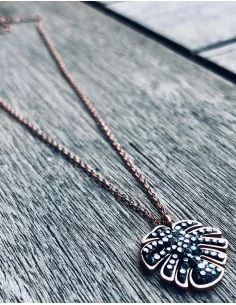 Γυναικείο κολιέ κρεμαστό φύλλο φοίνικα από ατσάλι Palmy