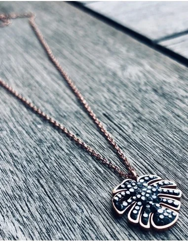 Γυναικείο κολιέ κρεμαστό φύλλο φοίνικα από ατσάλι Palmy