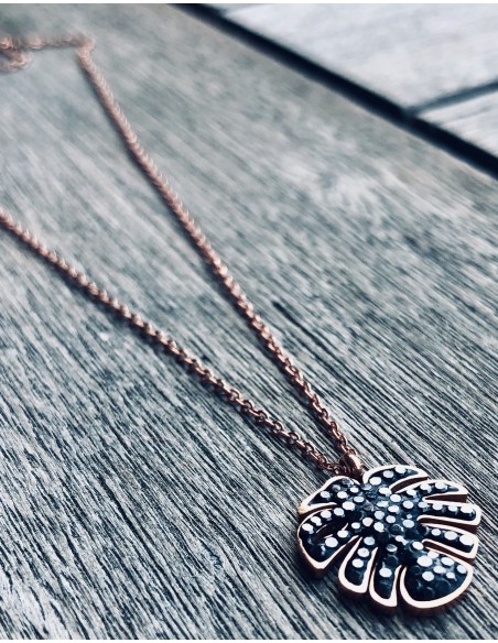 Γυναικείο κολιέ κρεμαστό φύλλο φοίνικα από ατσάλι Palmy