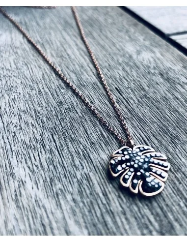 Γυναικείο κολιέ κρεμαστό φύλλο φοίνικα από ατσάλι Palmy