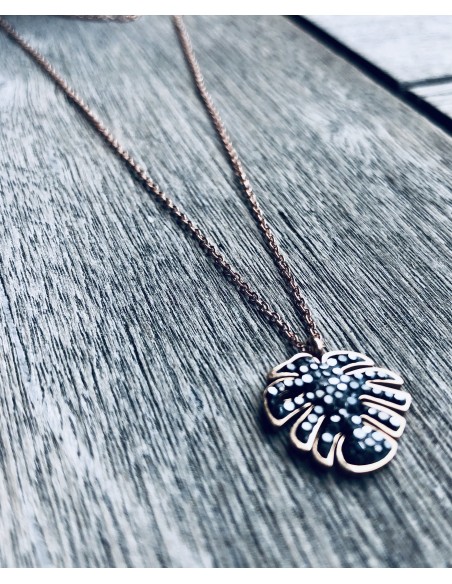 Γυναικείο κολιέ κρεμαστό φύλλο φοίνικα από ατσάλι Palmy