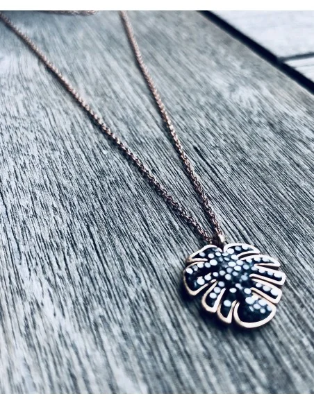 Γυναικείο κολιέ κρεμαστό φύλλο φοίνικα από ατσάλι Palmy Γυναικείο κολιέ κρεμαστό φύλλο φοίνικα από ατσάλι Palmy