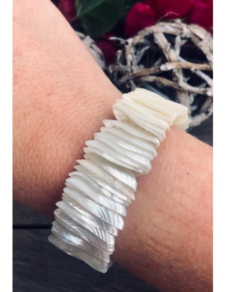 Χειροποίητο κόσμημα βραχιόλι από λεπτά φύλλα Φίλντισι σε λευκό σε 2 μεγέθη Feel the sea