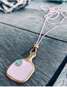 Χειροποίητο κόσμημα κολιέ ροζ ρακέτα Racket σε αλυσίδα 2