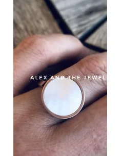 Χειροποίητο γυναικείο δαχτυλίδι με λευκό φίλντισι Elisabeth 2