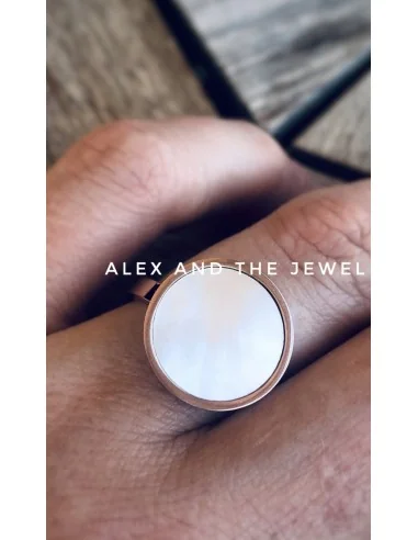 Χειροποίητο γυναικείο δαχτυλίδι με λευκό φίλντισι Elisabeth