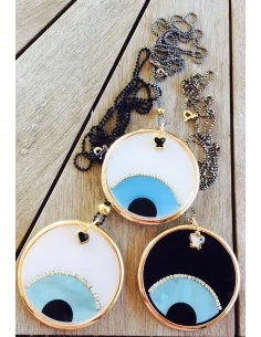 Χειροποίητο statement κόσμημα κολιέ μάτι "Sleepy Eye"