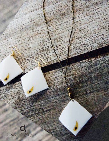 Κόσμημα γεωμετρικά σκουλαρίκια σε 2 αποχρώσεις με γάντζους από ασήμι 925 The Square