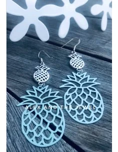Κόσμημα σκουλαρίκια από διάτρητο βεραμάν στοιχείο ανανά και μεταλλικό ασημί στοιχείο ανανά Pin up girl