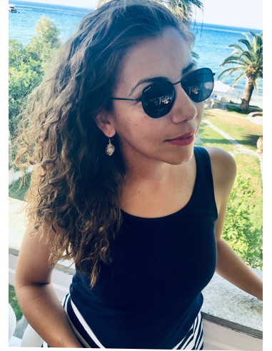 Κόσμημα σκουλαρίκια με επιχρυσωμένο φυσικό κοχύλι σε γάντζους από ασήμι 925 επιχρυσωμένο Thais