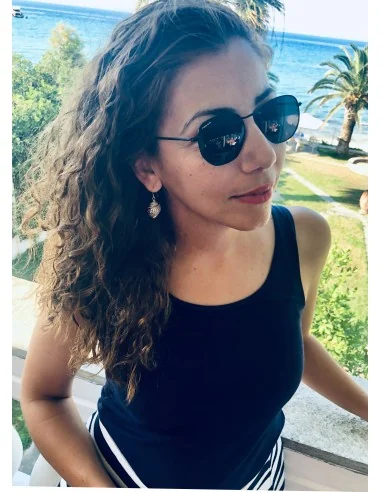 Κόσμημα σκουλαρίκια με επιχρυσωμένο φυσικό κοχύλι σε γάντζους από ασήμι 925 επιχρυσωμένο Thais