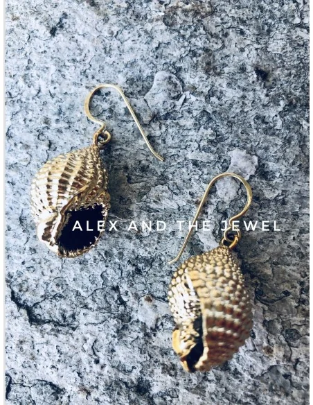 Κόσμημα σκουλαρίκια με επιχρυσωμένο φυσικό κοχύλι σε γάντζους από ασήμι 925 επιχρυσωμένο Thais Κόσμημα σκουλαρίκια με επιχρυσωμένο φυσικό κοχύλι σε γάντζους από ασήμι 925 επιχρυσωμένο Thais