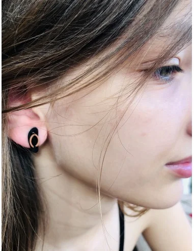 Κόσμημα σκουλαρίκια από ατσάλι σε μαύρο και...