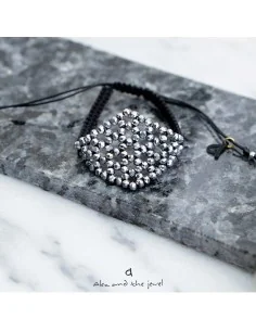 Χειροποίητο γυναικείο κόσμημα βραχιόλι ρόμβος με κρύσταλλα σε ασημί ή blue black Elpis 2