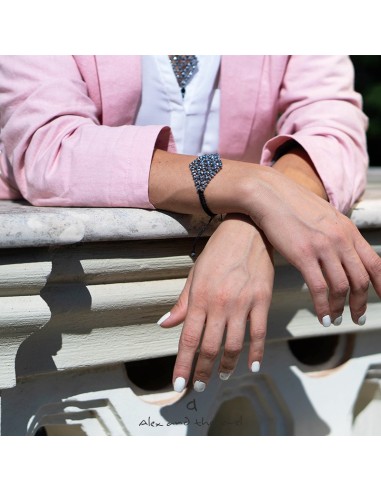 Χειροποίητο γυναικείο κόσμημα βραχιόλι ρόμβος με κρύσταλλα σε ασημί ή blue black Elpis