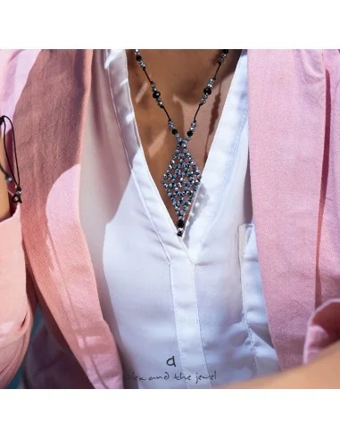 Χειροποίητο γυναικείο κολιέ ρόμβος με κρύσταλλα Elpis