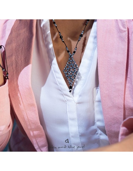 Χειροποίητο γυναικείο κολιέ ρόμβος με κρύσταλλα Elpis