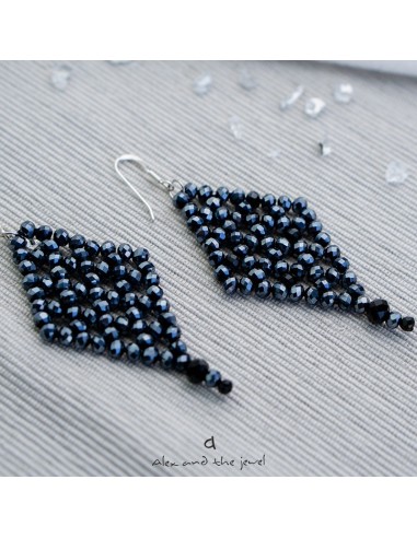 Χειροποίητα γυναικεία σκουλαρίκια ρόμβος με κρύσταλλα Elpis