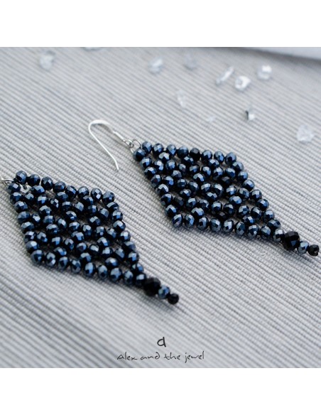 Χειροποίητα γυναικεία σκουλαρίκια ρόμβος με κρύσταλλα Elpis