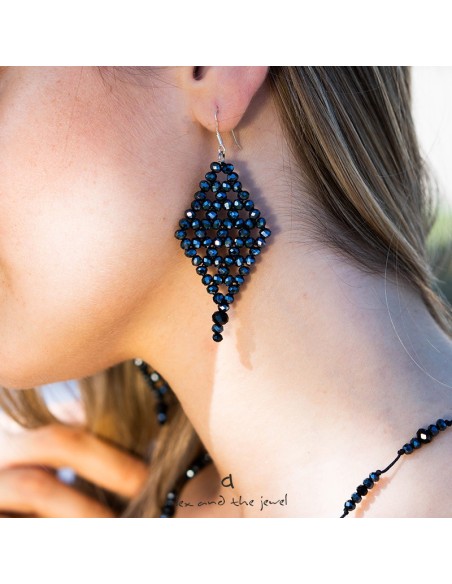 Χειροποίητα γυναικεία σκουλαρίκια ρόμβος με κρύσταλλα Elpis