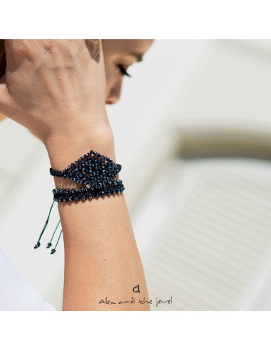 Χειροποίητο γυναικείο βραχιόλι μακραμέ με κρύσταλλα Nostos